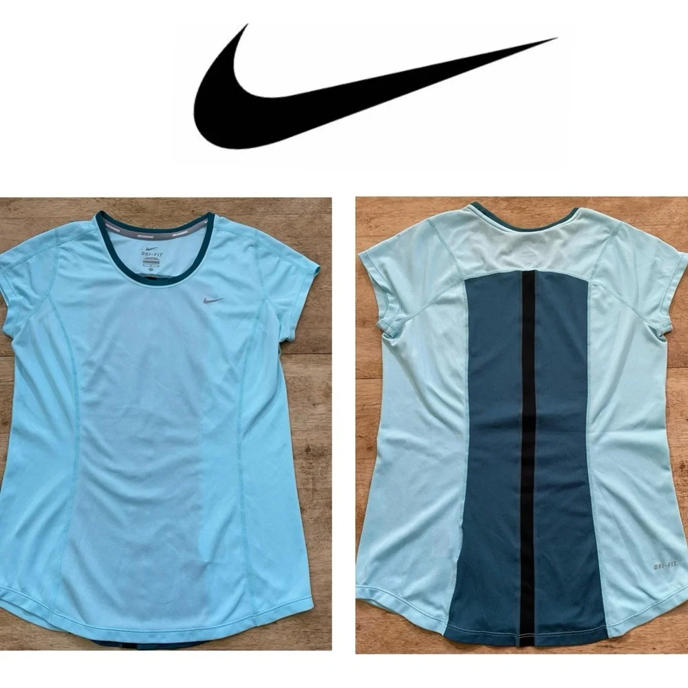 Nike Dri Fit Women’s Size Medium Blue Running Racer Athletic Tee